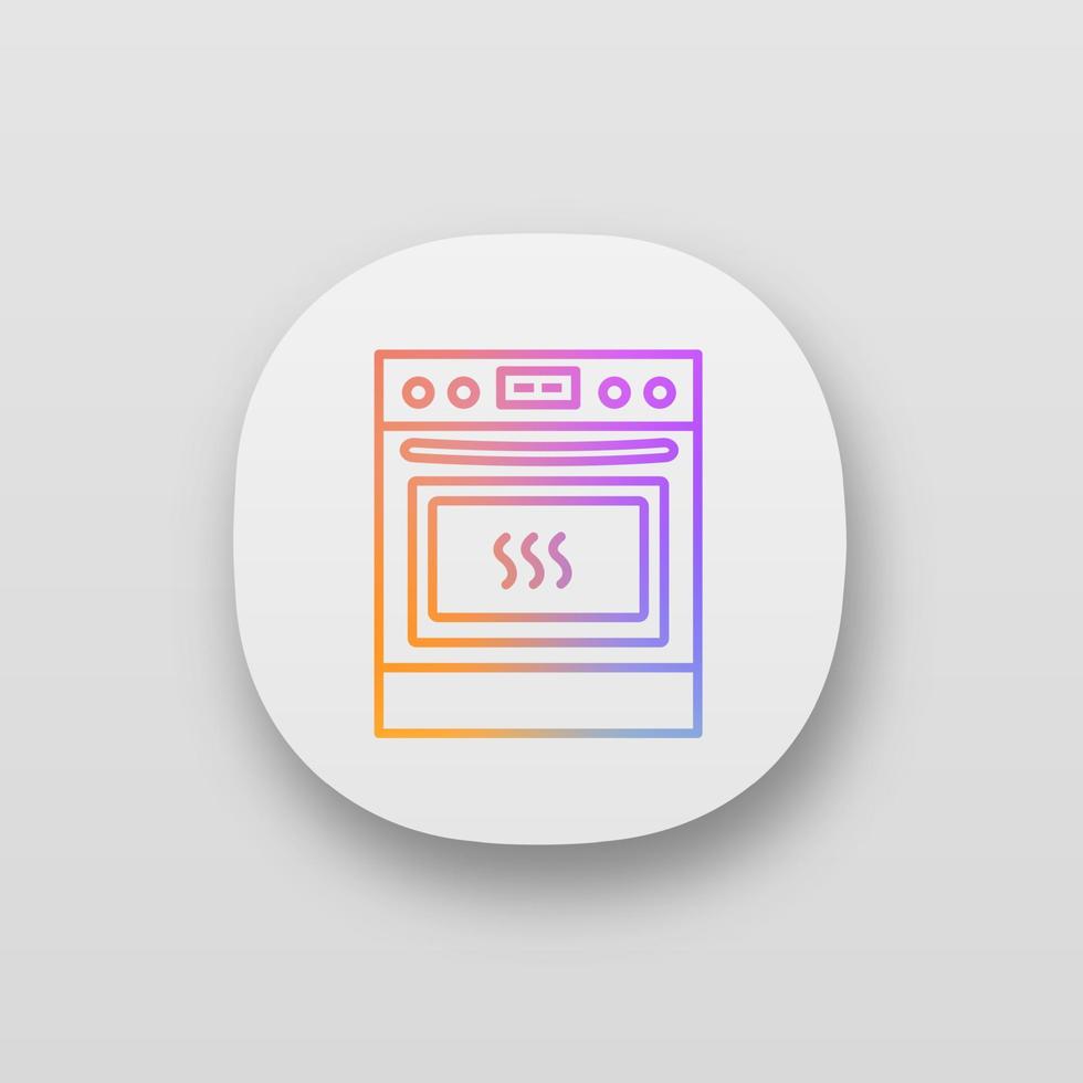 ícone do app de fogão de cozinha. fogão a gás. cooktop e forno. utensílio de cozinha. interface de usuário ui ux. aplicativo da web ou móvel. ilustração isolada do vetor