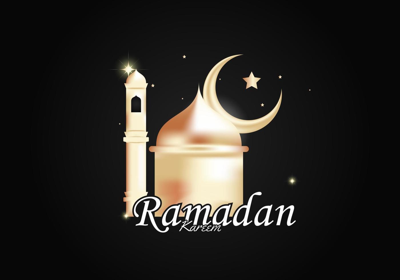 ilustração da mesquita e da lua. brilhando à noite. boas-vindas do Ramadã. vetor