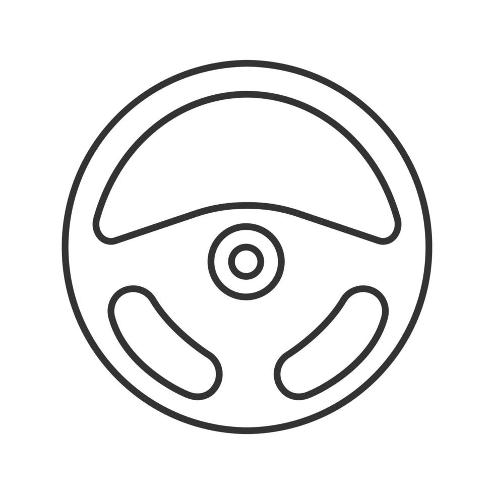 ícone linear do leme do carro. ilustração de linha fina. volante. símbolo de contorno. desenho de contorno isolado de vetor