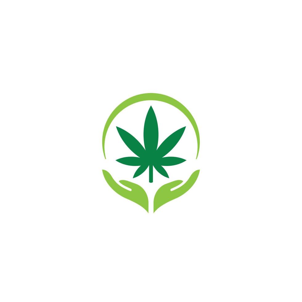 design de logotipo ou ícone de cannabis e mãos vetor