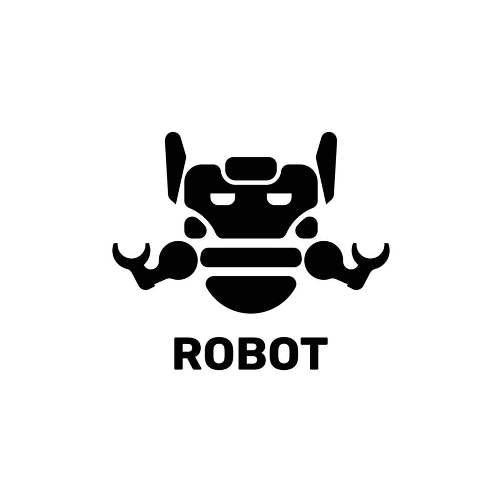 ícone de robô preto adequado para logotipo da marca vetor