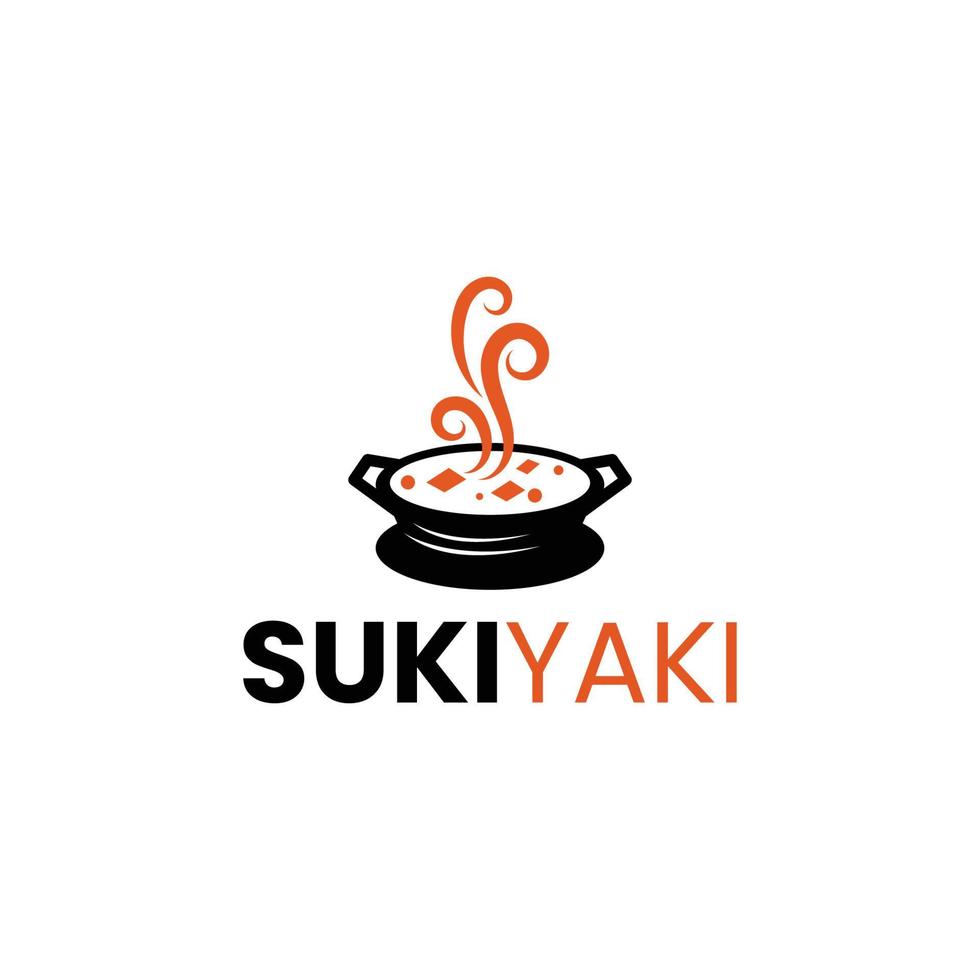 Design do logotipo do hotpot sukiyaki preto esfumaçado vetor