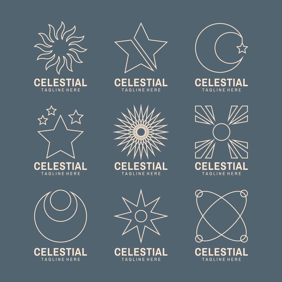 coleção de elementos de logotipo de objetos espaciais de corpos celestes vetor