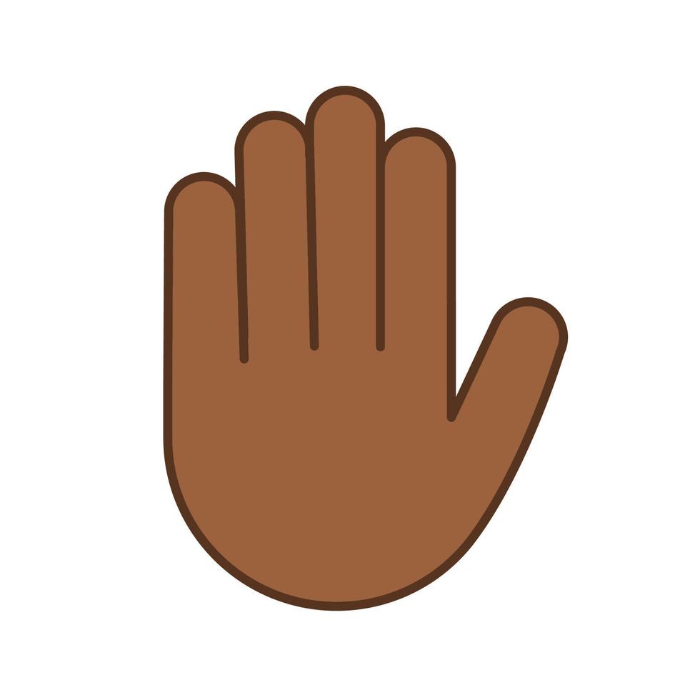 ícone de cor de mão levantada. cinco emoji. pare o gesto com a mão. Palma. ilustração vetorial isolada vetor