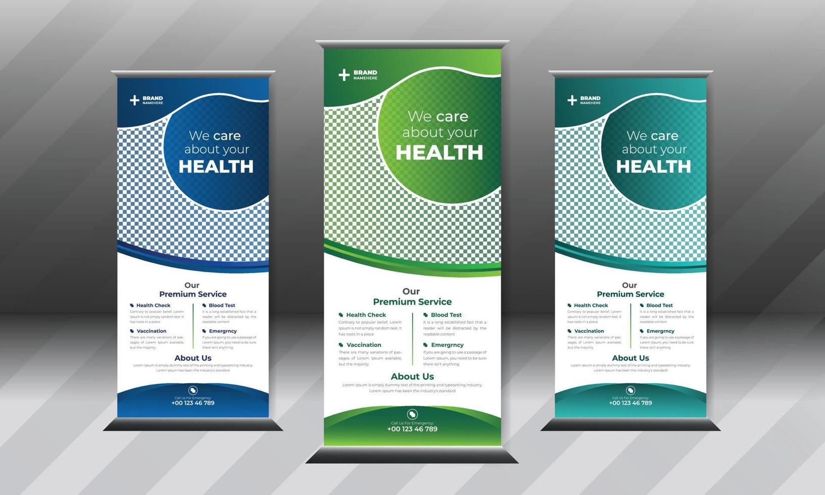 médico criativo roll up banner design template para hospital pro vector