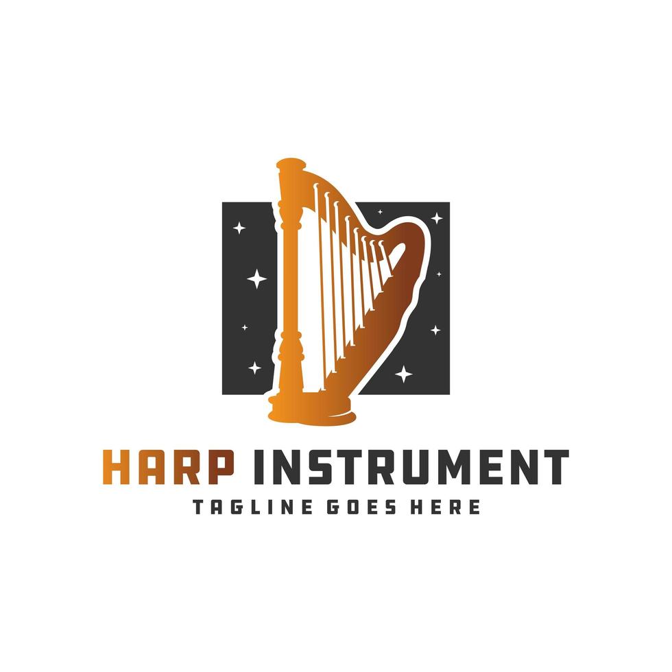 logotipo do instrumento musical harpa vetor