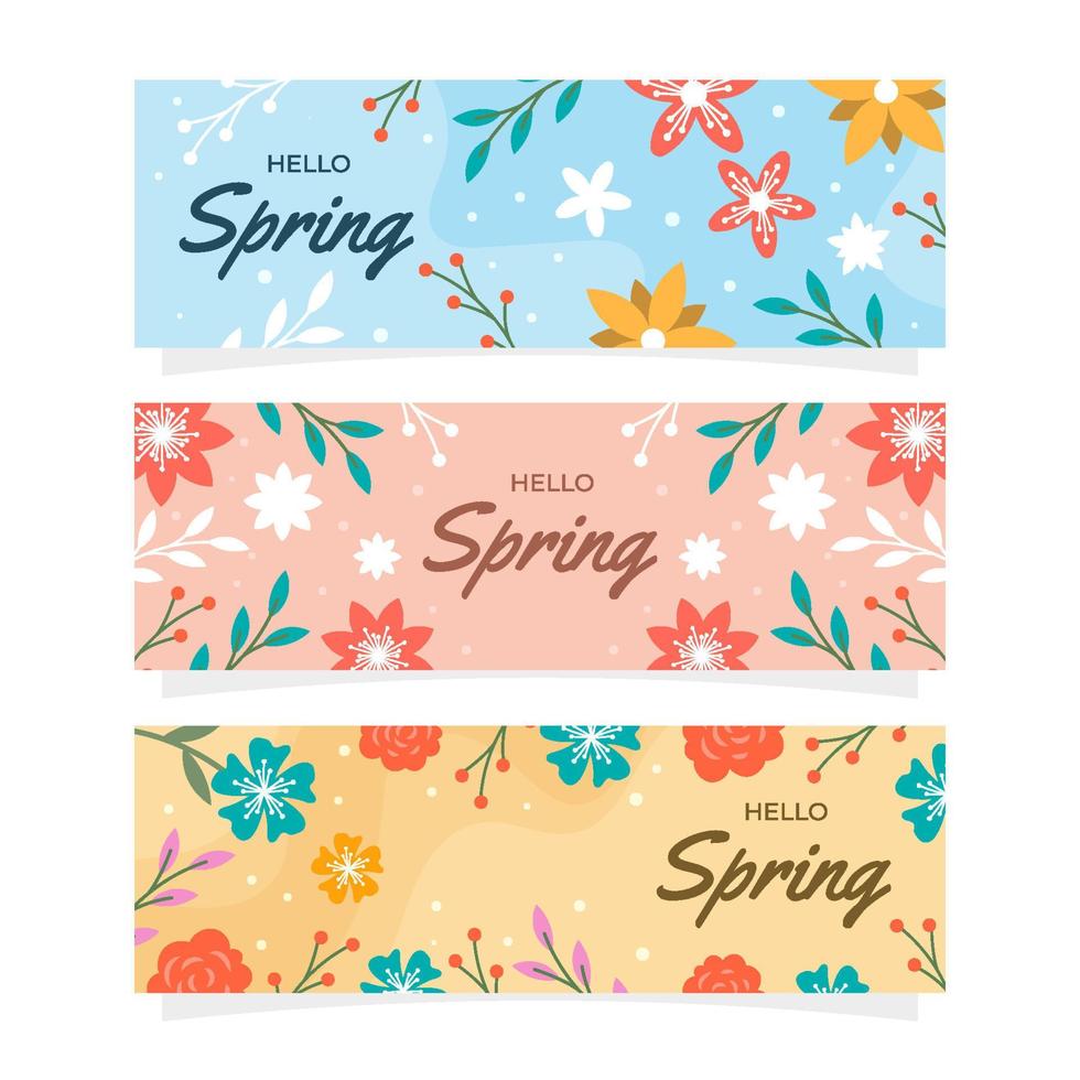 coleção de banners de elementos florais de primavera vetor