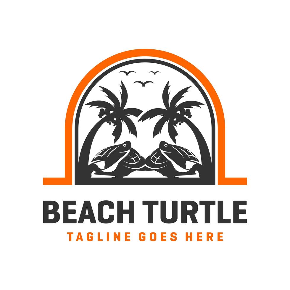 modelo de design de logotipo de tartaruga de praia vetor