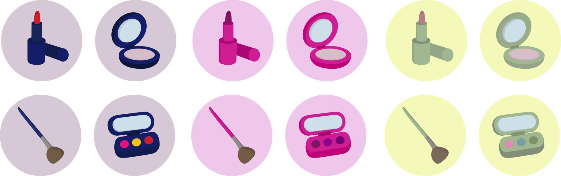 maquiagem e cosméticos relacionados conjunto de ícones de linha. ícones de beleza. vetor