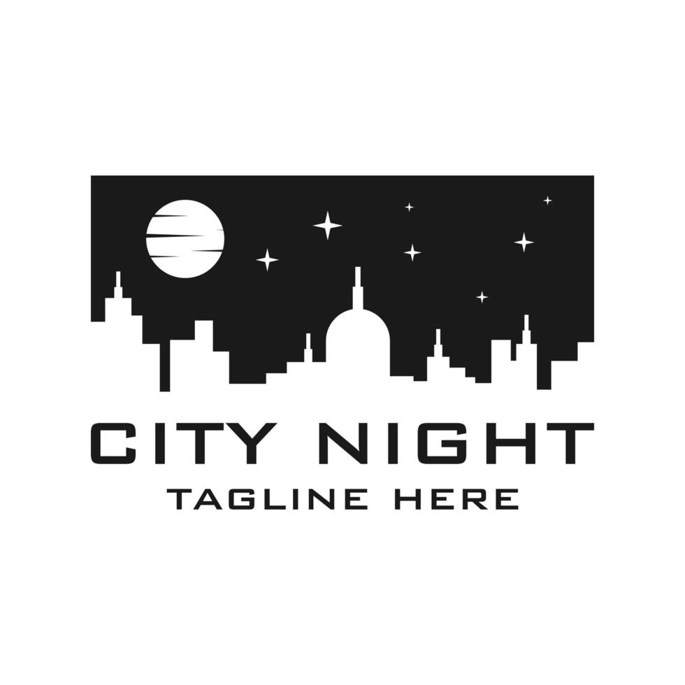 modelo de logotipo da cidade à noite vetor