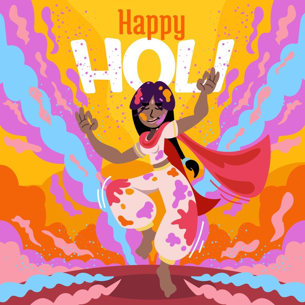 feliz dança de holi comemorar vetor