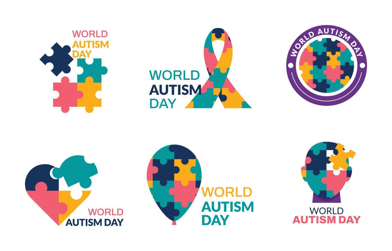 rótulos do dia mundial do autismo vetor