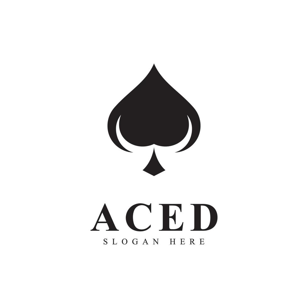 Design do ícone do logotipo ace para negócios de cassino de jogos de cartas vetor