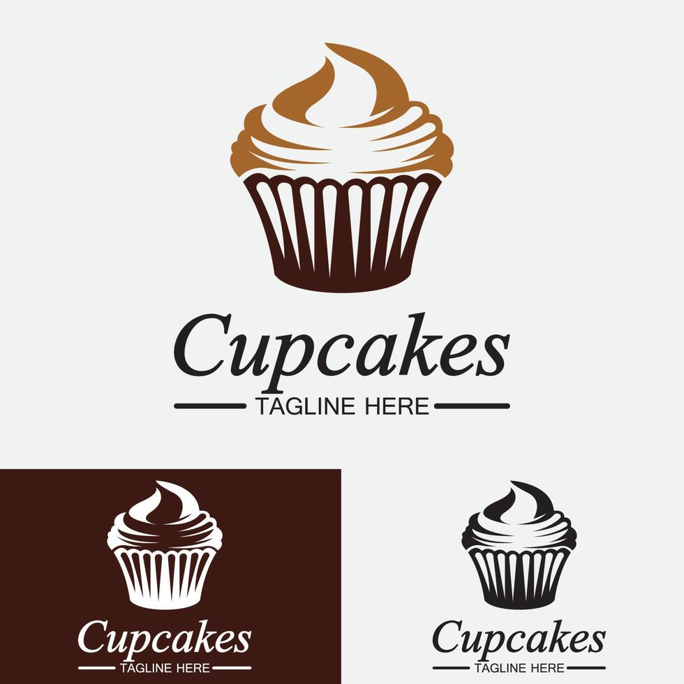 modelo de vetor de design de logotipo de cupcake. ícone de padaria de cupcakes.