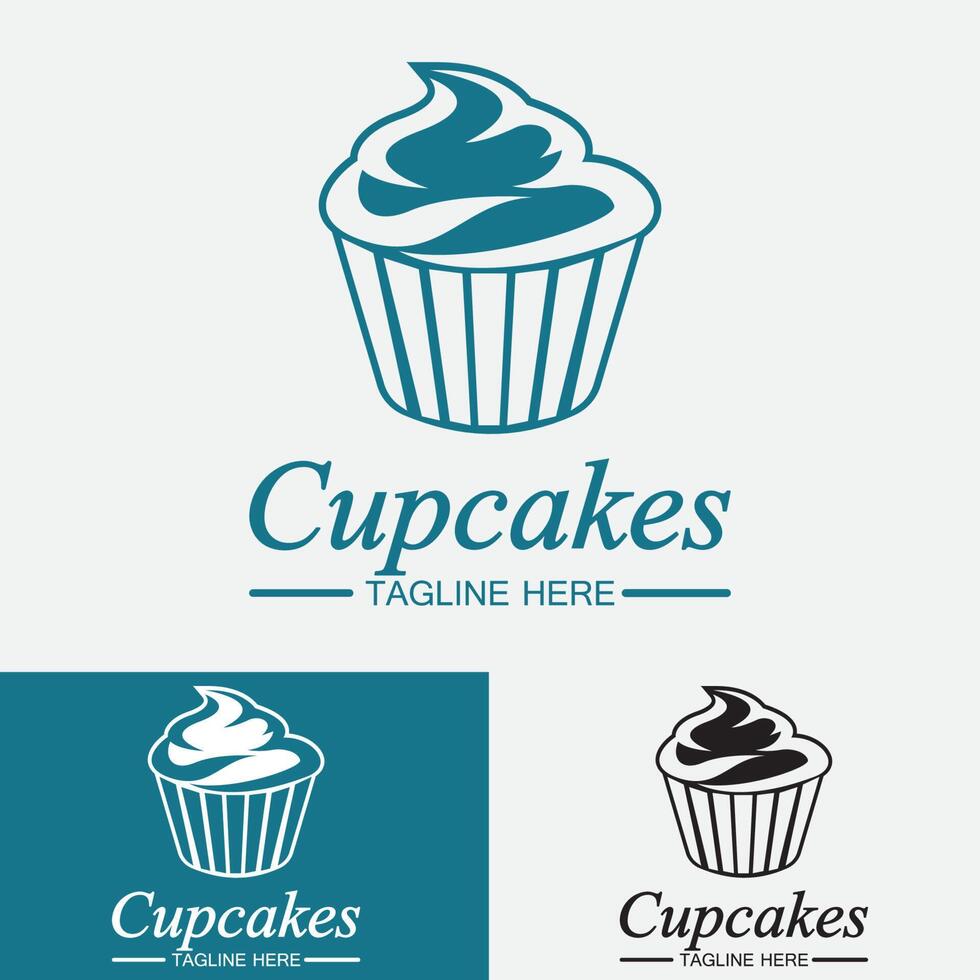 modelo de vetor de design de logotipo de cupcake. ícone de padaria de cupcakes.