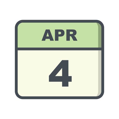 4 de abril data em um calendário único dia vetor