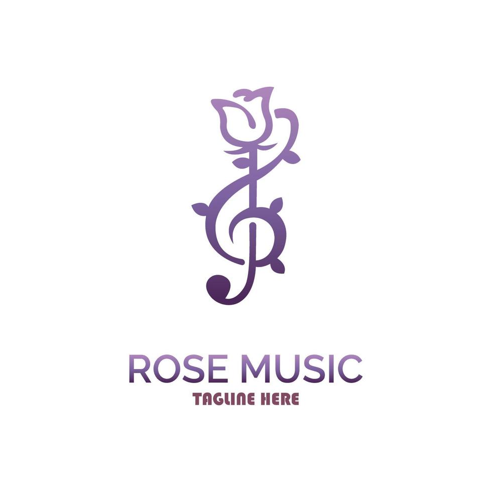 modelo de design de logotipo de notação de símbolo de música flor rosa para marca ou empresa e outros vetor