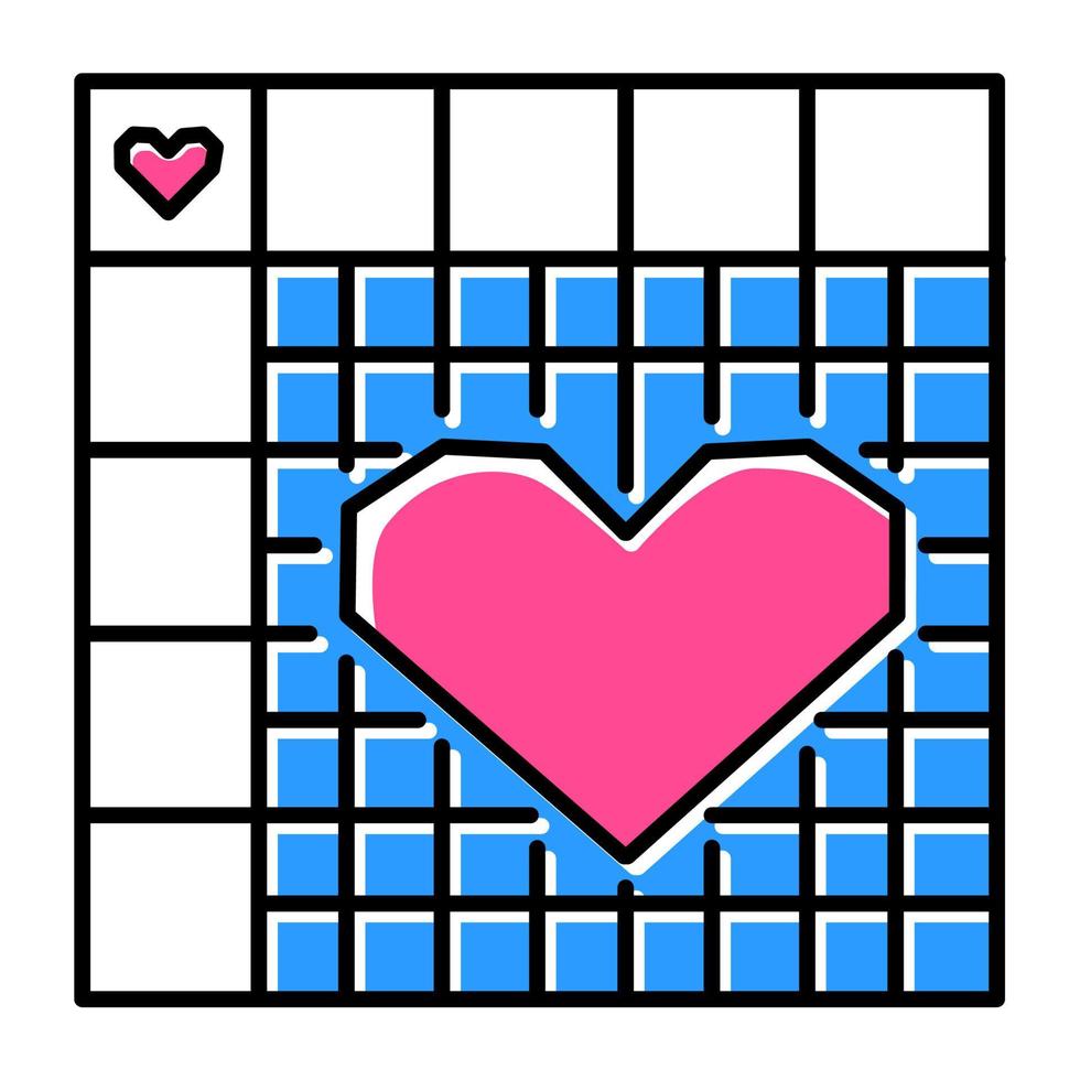 ícone de cor de grade de quebra-cabeça de nonogram. picross, griddlers. jogo de números lógicos. palavras cruzadas japonesas. exercício mental. teste de engenhosidade. quebra-cabeças. encontrar solução. ilustração vetorial isolada vetor