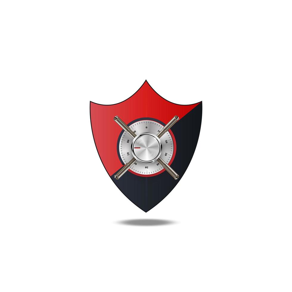 símbolo de segurança de armazenamento. ícone seguro no fundo do escudo. etiqueta de confiabilidade vetor