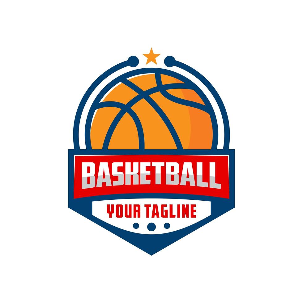 modelo de design de logotipo de emblema de basquete vetor