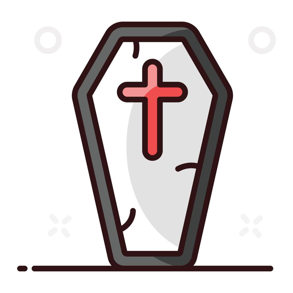 desenho de ícone de caixa funerária vetor