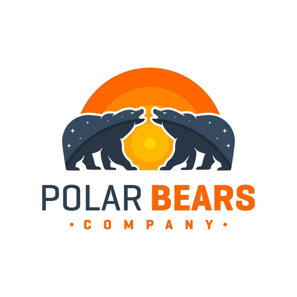 design de logotipo de vetor animal urso polar