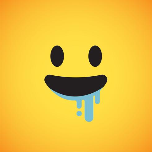 Emoticon amarelo realista na frente de um fundo amarelo, ilustração vetorial vetor