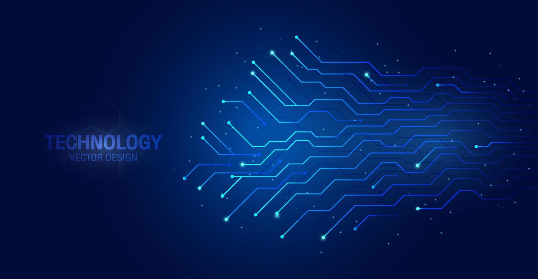 dados digitais de conexão de tecnologia, fundo de tecnologia azul com diagrama de circuito vetor