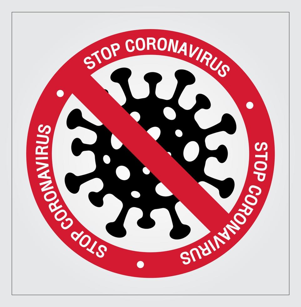 ícone de parada de vírus. símbolo de proteção de coronavírus., parar covid-19, sinal e ilustração em vetor símbolo