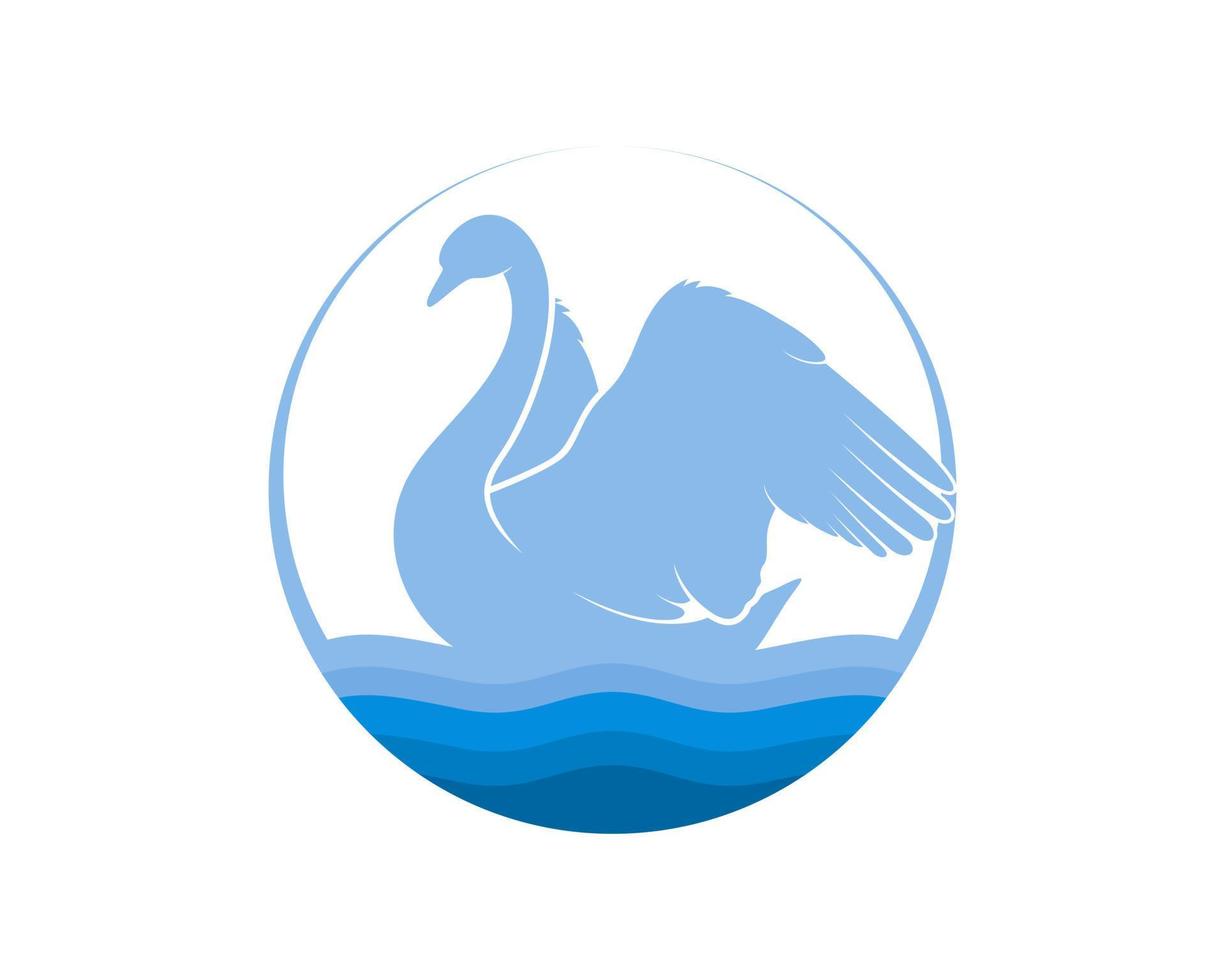 cisne azul na água vetor