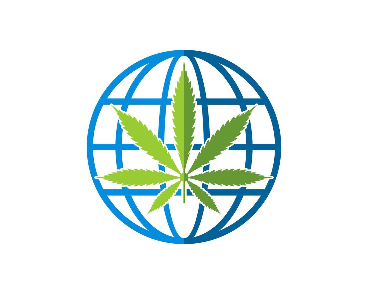 globo do mundo com cannabis simples dentro vetor