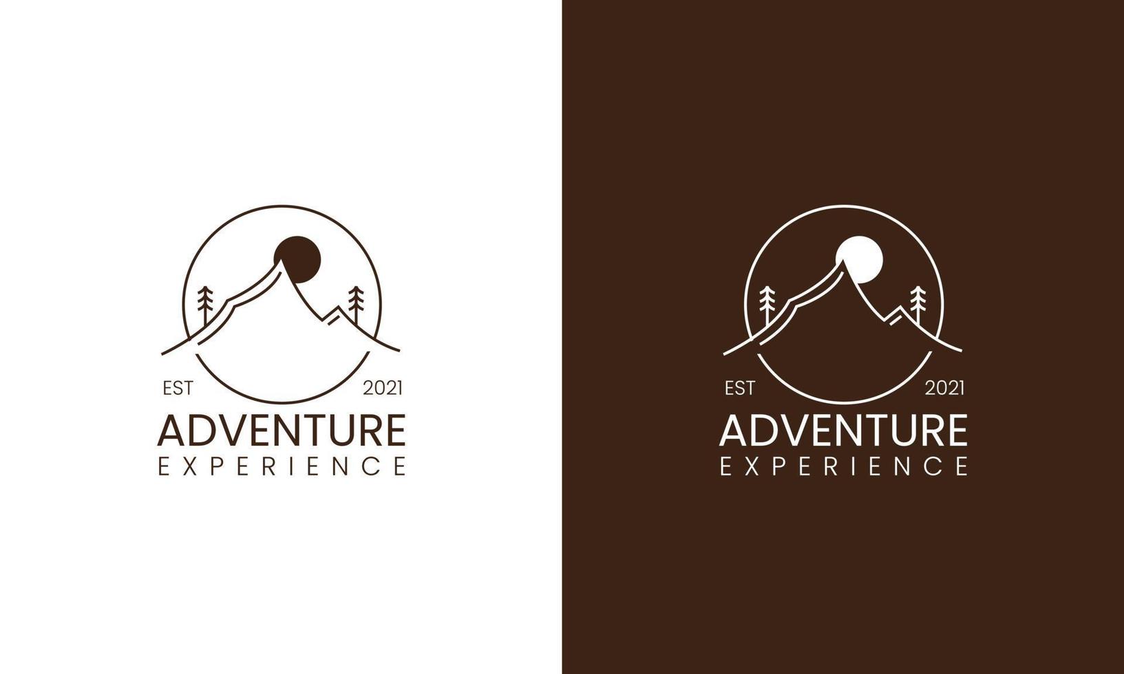 montanha e sol para inspiração de design de logotipo de viagem de aventura hipster vetor