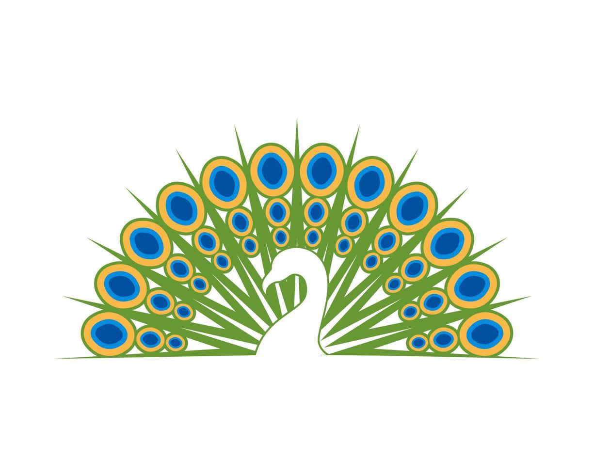lindo logotipo de penas de pavão vetor