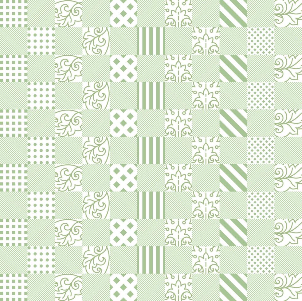 elegante padrão quadrado verde. ornamento do vetor em um estilo simples. elementos decorativos para impressão em tecido. desenho vegetativo e geométrico para designers. ornamento de clipart em cores pastel.