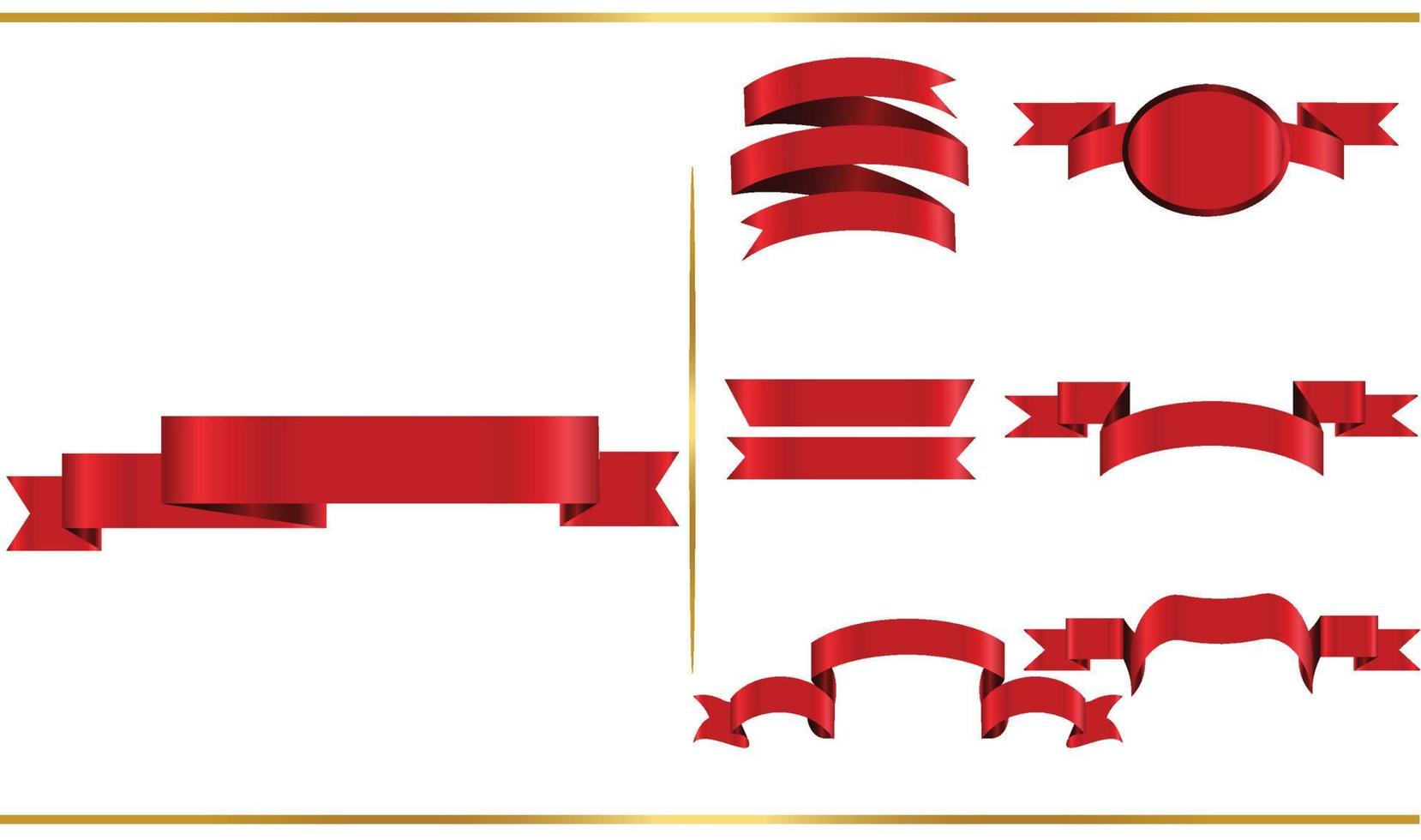 conjunto de bandeiras de vetor de fita vermelha brilhante. coleção de fitas. ilustração de desenho vetorial