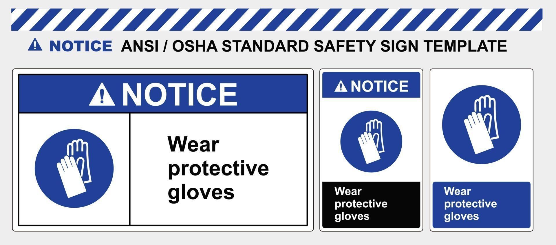 aviso usar luvas de proteção vetor