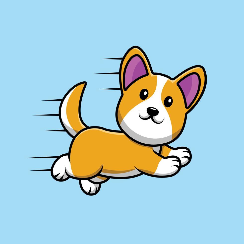 ilustração de cachorro corgi fofo correndo e pulando vetor