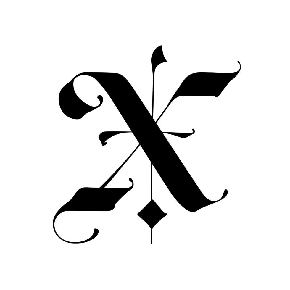 alfabeto. o símbolo é isolado em um fundo branco. caligrafia e letras. carta latina medieval. logotipo da empresa. monograma. vetor