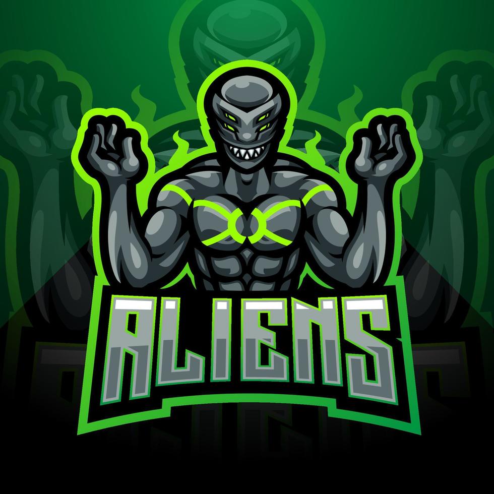 Design do logotipo do mascote alien esport vetor