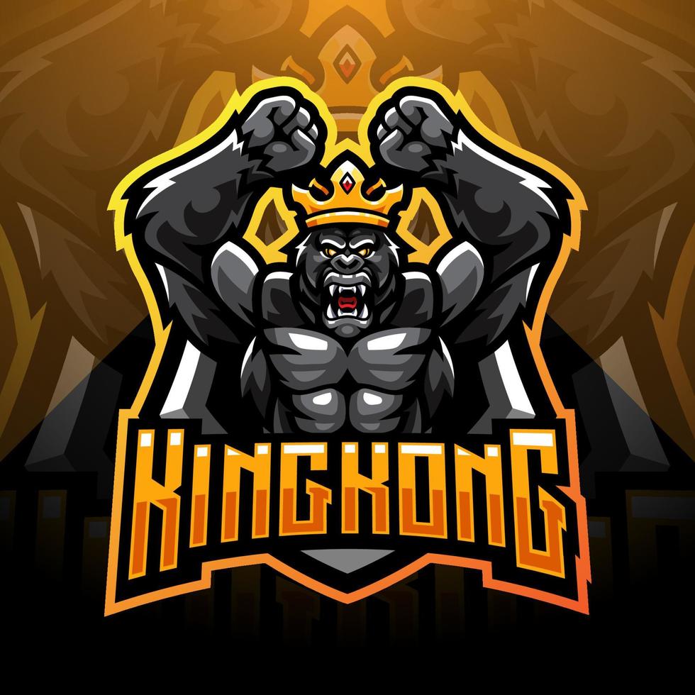 design do logotipo do mascote kingkong esport vetor