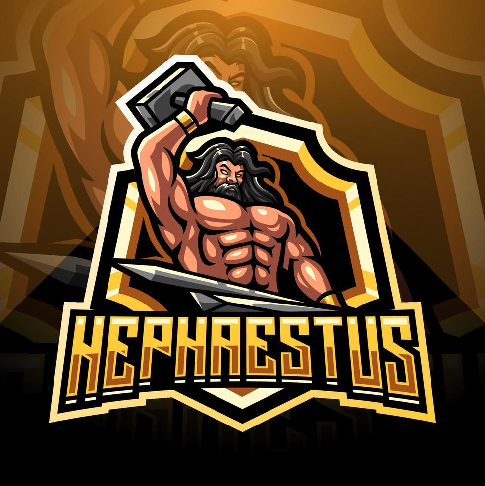 Design do logotipo do mascote hephaestus esport vetor