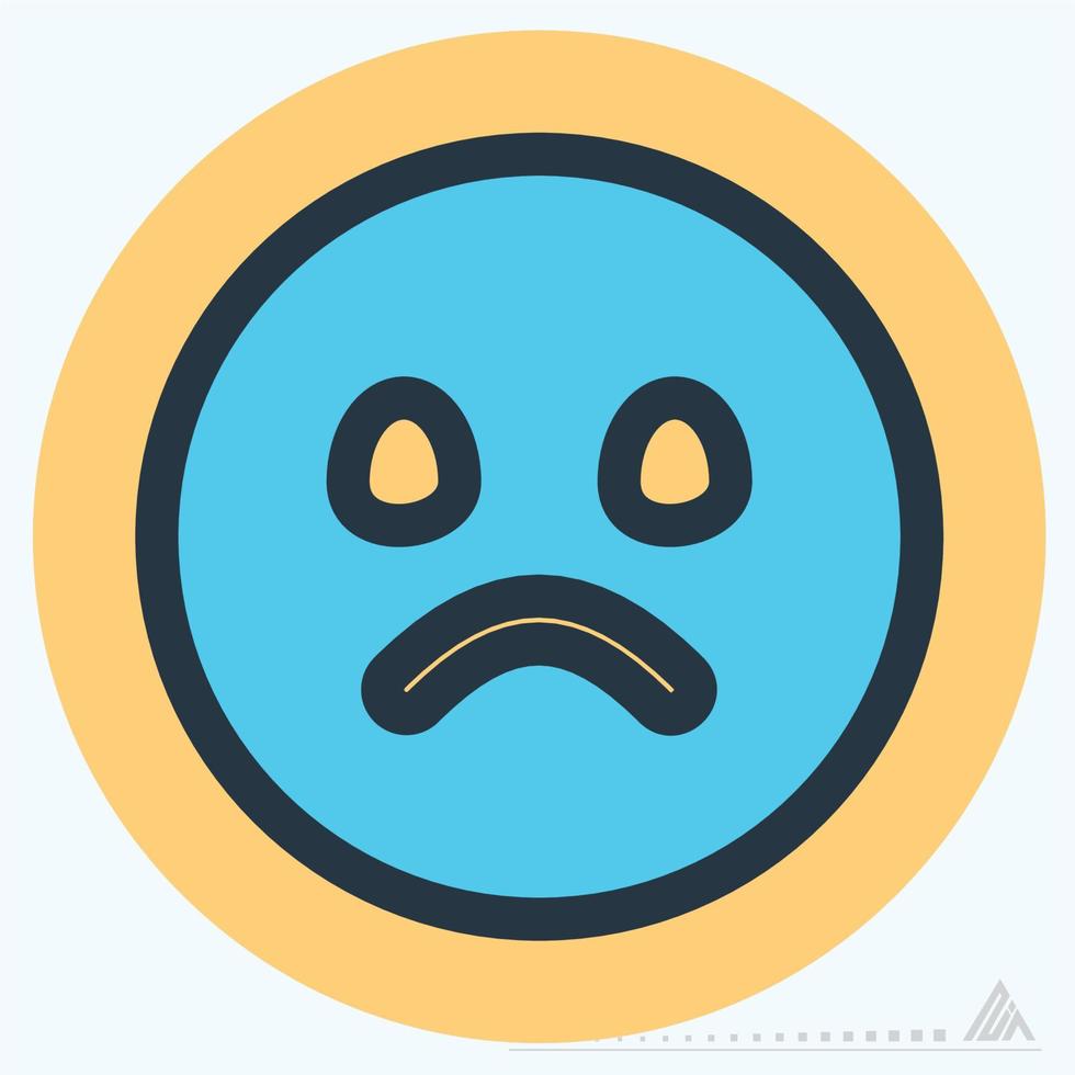 ícone emoticon triste - estilo companheiro de cor vetor