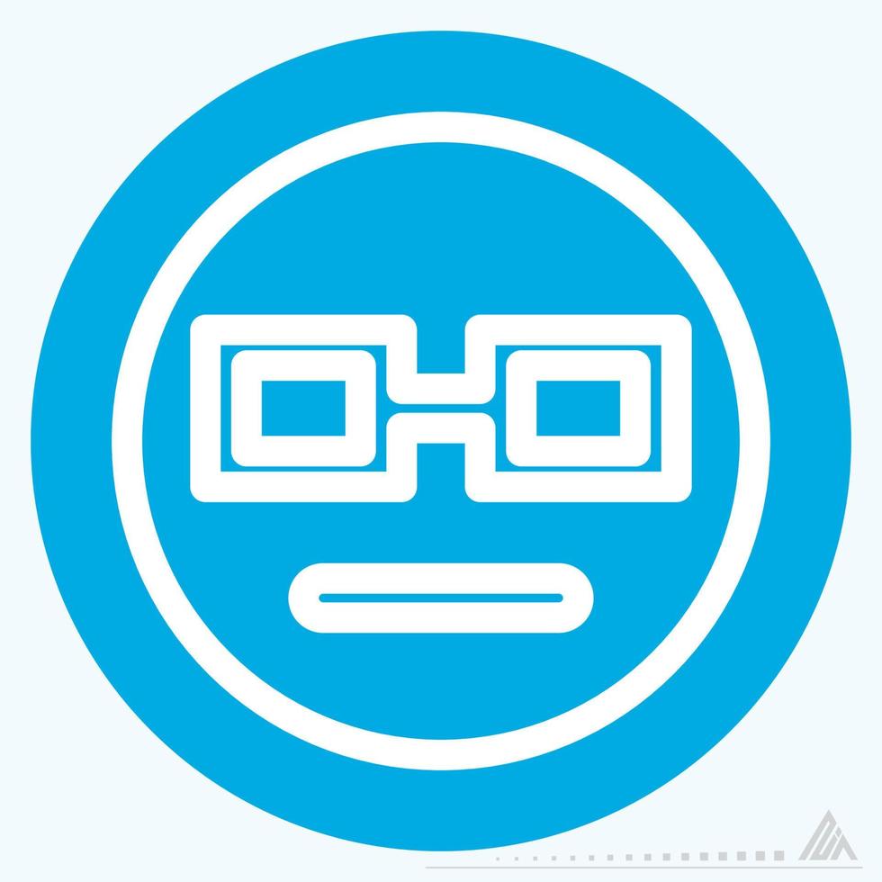 ícone emoticon geek - estilo olhos azuis vetor