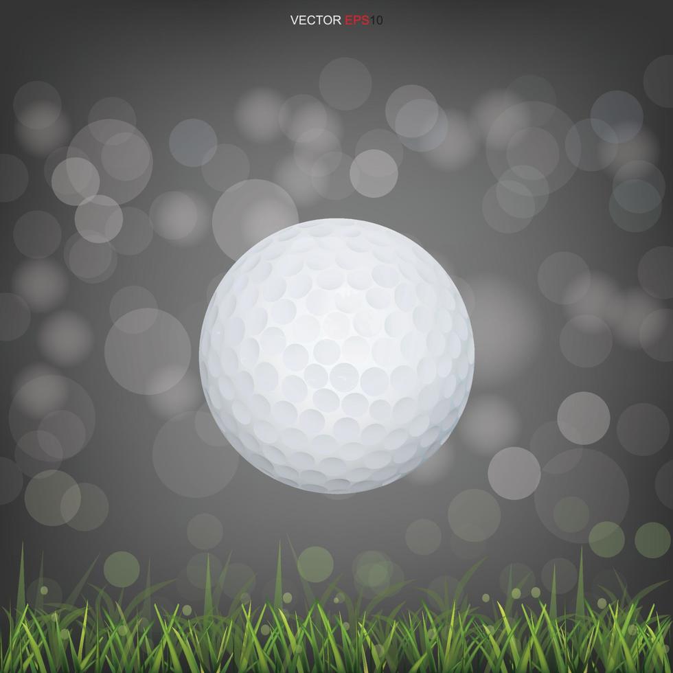 bola de golfe branca no campo de grama verde e fundo borrado luz bokeh. vetor. vetor