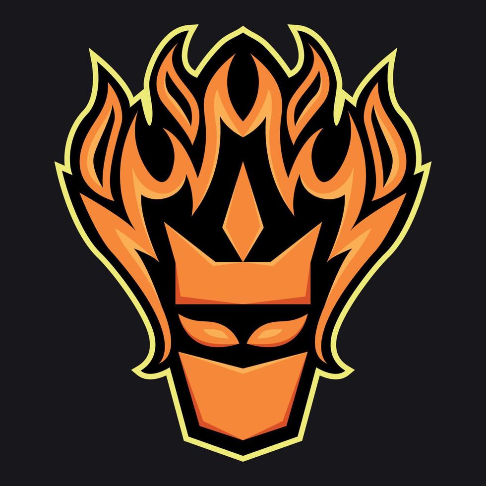 ninja fogo mascote logotipo conceito ilustração vetorial. adequado para papel de parede, banner, plano de fundo, cartão, ilustração de livro, logotipo, design de t-shirt, adesivo, capa, etc. vetor