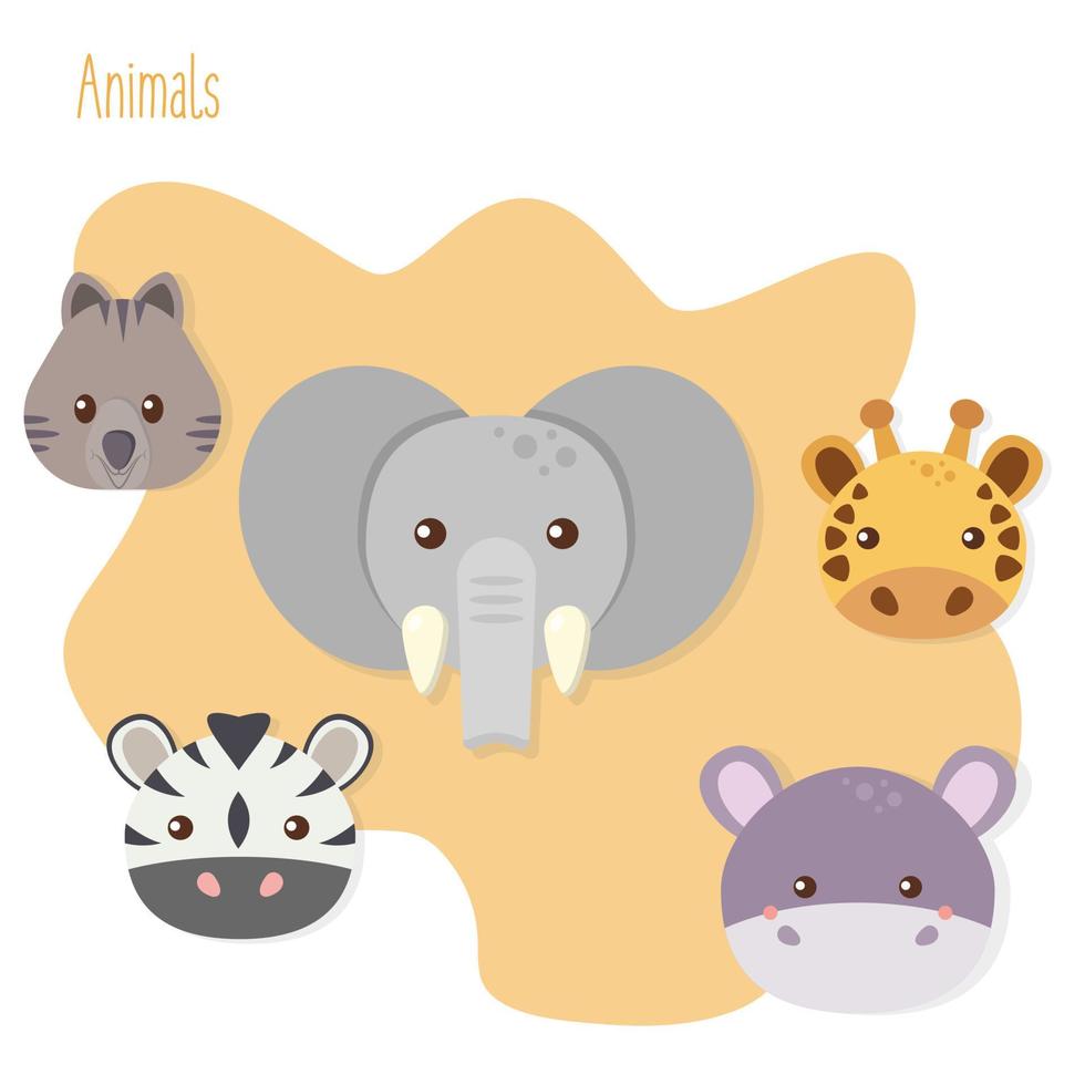 conjunto de ilustração de animais de estilo simples vetor