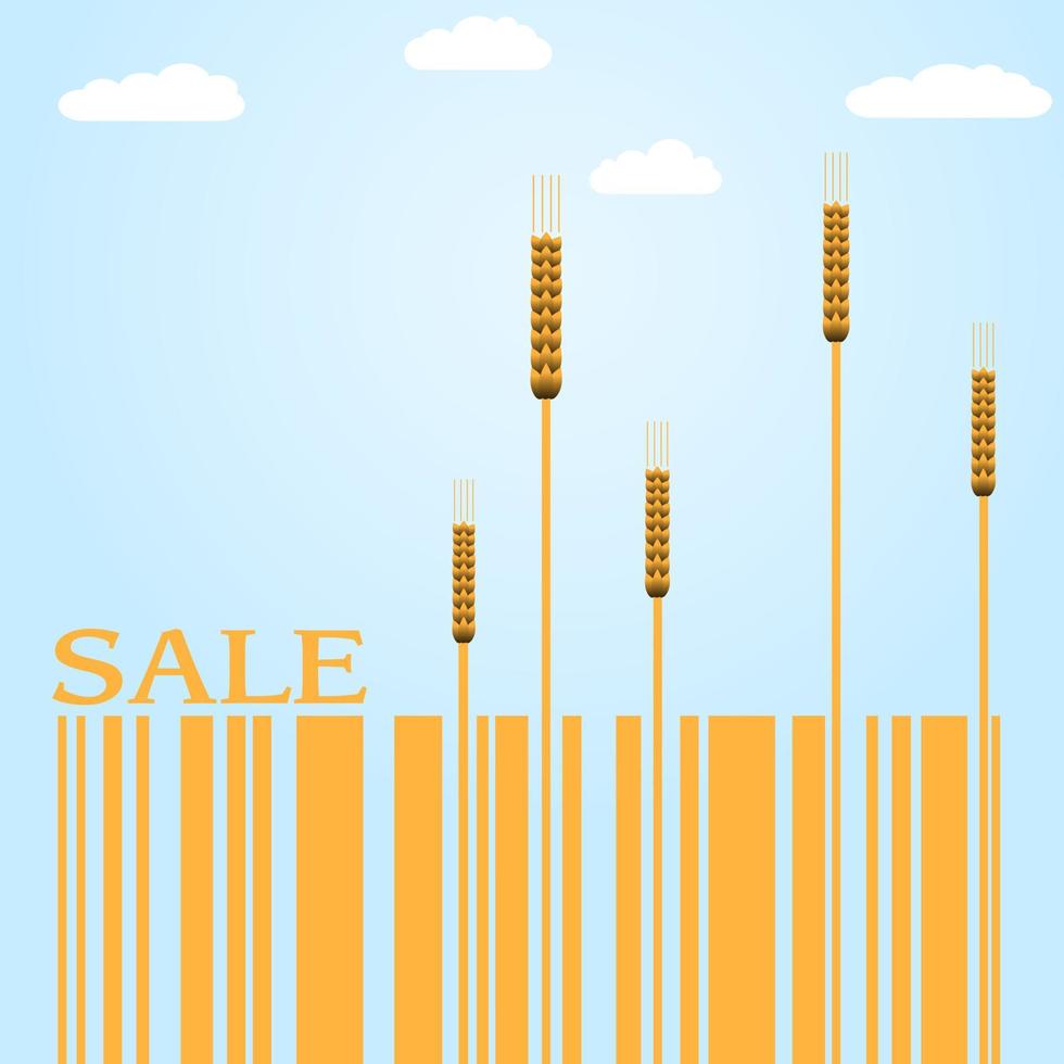 vetor de venda de outono com trigo e código de barras