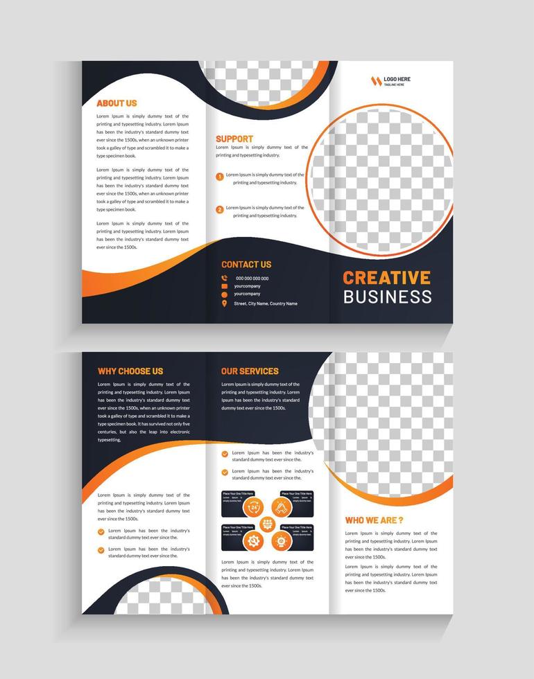 modelo de folheto de negócios criativos com três dobras vetor