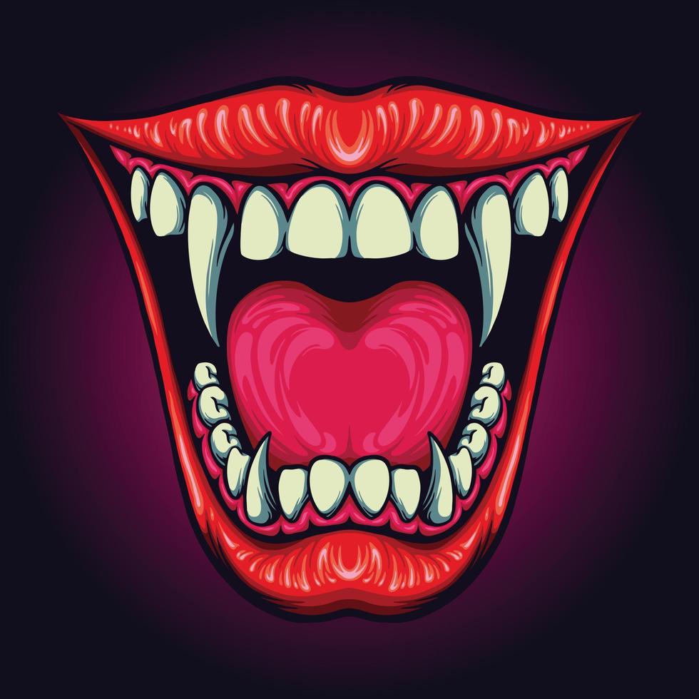 Drácula lábios sensuais vampiro halloween vetor
