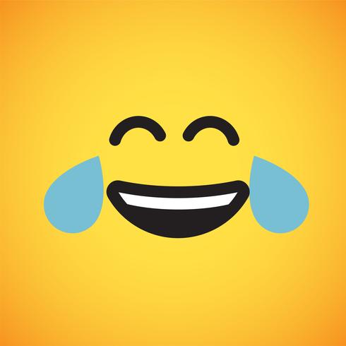 Emoticon amarelo realista na frente de um fundo amarelo, ilustração vetorial vetor